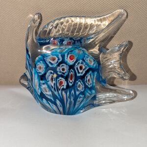 Murano Style Hand Blown Angel Fish Art Glass Fish Figurine